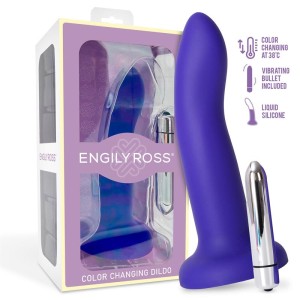 Vibrating Color-changing Dildo Blue To Purple Size M 17 Cm