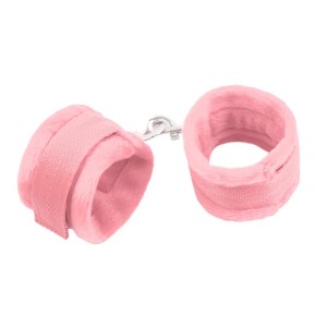 Handcuffs With Velcro With Long Fur Pink
