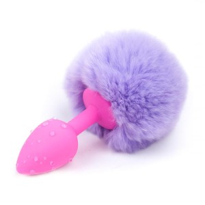 Butt Plug With Pompon Light Purple Size S