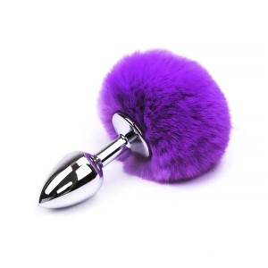 Butt Plug With Pompon Purple Size S