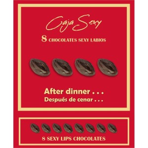 Red Box Of 8 Dark Chocolate Lips-shaped Candies 8 Units