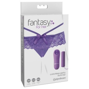 Crotchless Panty With Vibrating Bullet Thrill-her With Remote Control