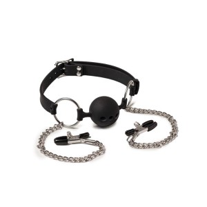 Breathable Mouthgag And Nipple Clamps