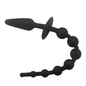 Butt Plug And Anal Chain Silicone Black