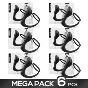 Pack Of 6 Randal Butt Plug With Penis Ring Silicone Black