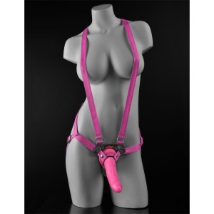 Suspender Harness With Dildo 19 Cm-7 Pink