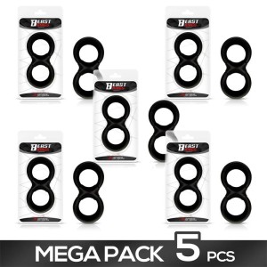 Pack Of 5 Penis Ring And Testicles Liquid Silicone 25 Mm