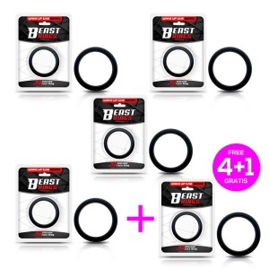 Pack 4+1 Cock Ring Solid Silicone 4.2 Cm Black