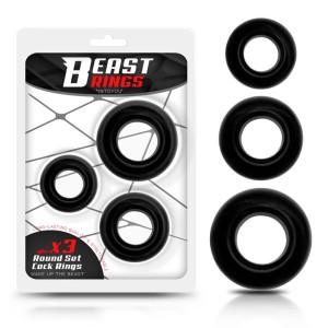 Set Of 3 Cock Rings Flexible Black