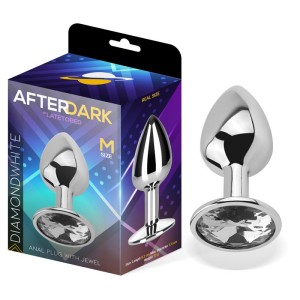 Butt Plug With Jewel Diamond White Size M Aluminium