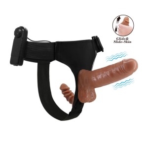 Harness With Double Retractable Dildo With Vibration