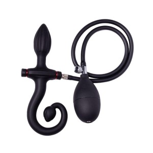 Inflatable Anal Plug With Handle And Pump Black