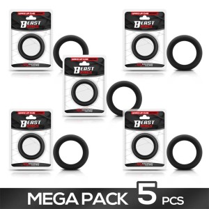 Pack Of 5 Solid Silicone Cock Ring 4.5 Cm