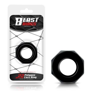 Cock Ring Super Flexible Polygonal 2.2 Cm Black