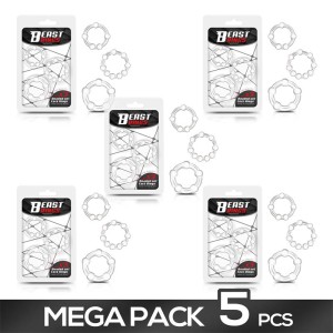 Pack Of 5 Set 3 Penis Ring Beaded Flexibles Clear