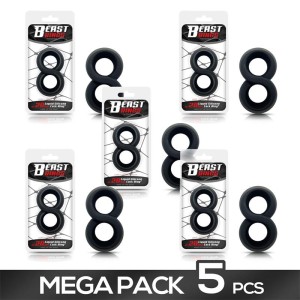 Pack 4 + 1 Penis Ring 100% Liquid Silicone 2 Cm Black