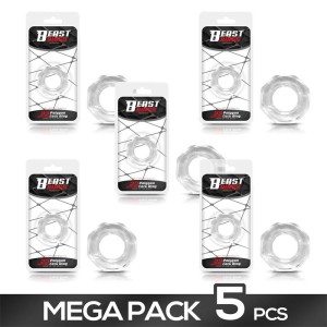 Pack Of 5 Penis Ring Super Flexible Polygon 2.2 Cm Clear