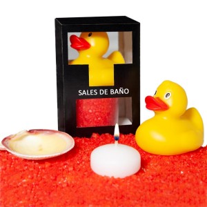 Set Bath Salts Aroma Red Fruits, Duck, Candle And Shell 150 Gr