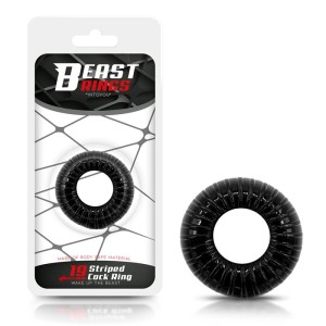 Cock Ring Super Flexible And Resistant Striped 1.9 Cm Black