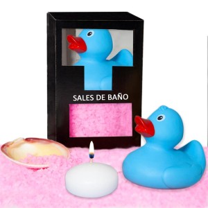 Set Bath Salts Rose Duck, Candle And Shell 150 Gr