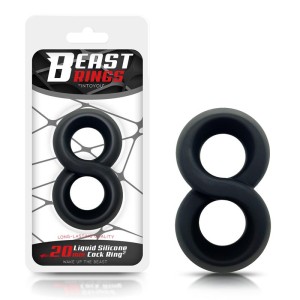 Double Penis Ring 100% Liquid Silicone 2 Cm Black