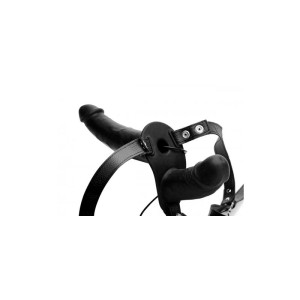 Power Pegger Double Strap-on Vibrator Black