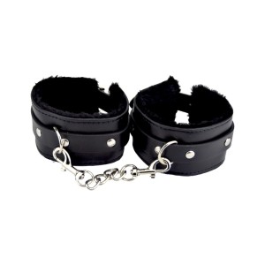 Bound To Please Furry Plush Wrist Cuffs Black