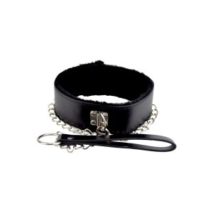 Bound To Please Furry Collar With Leash Black