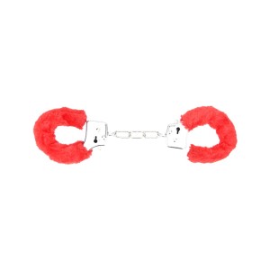 Bound To Play. Heavy Duty Furry Handcuffs Red