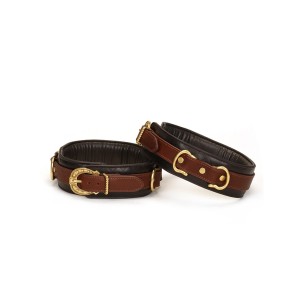 Liebe Seele Leather Thigh Cuffs Black, Brown & Gold