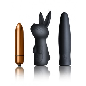Rocks-off Dark Desires Kit Bullet Vibrator With Sleeves Black / Gold