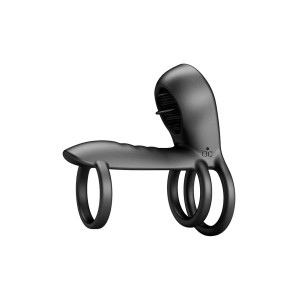 Pretty Love Jammy Cock Ring Vibrator With Clitoral Stimulator Black