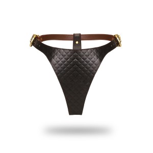 Liebe Seele Leather Thong Black, Brown & Gold