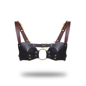 Liebe Seele Leather Bralette Black, Brown & Gold