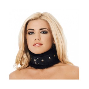 Rimba Bondage Play Padded Collar With Fur Black