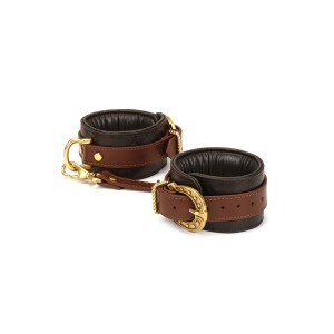 Liebe Seele Leather Hand Cuffs Black, Brown & Gold