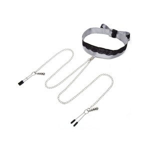 Fifty Shades Of Grey Satin And Lace Collar And Nipple Clamps