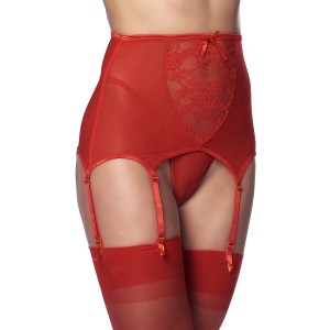 Amorable By Rimba Suspender With G-string And Stockings Red