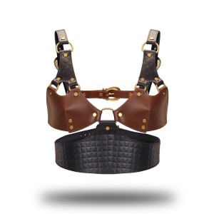 Liebe Seele Leather Bustier Black, Brown & Gold
