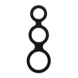 Rimba Latex Play Triple Cock Ring Black