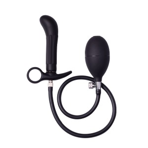 Rimba Latex Play Inflatable Anal Plug With Pump Black