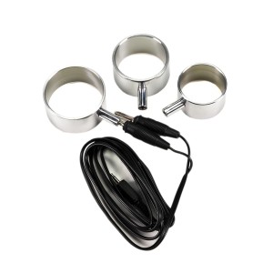 Rimba Electro Set Aluminum Cock Rings, 3 Sizes Uni-polar