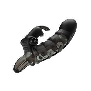Pretty Love Cuper Penis Sleeve + Rabbit Vibrator Black