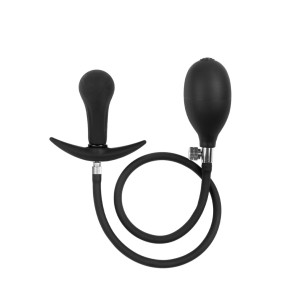 Rimba Latex Play Inflatable Anal Plug With Pump Black