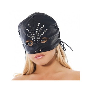 Rimba Head Mask With Rounded Eye Holes. Decorated With Rivets