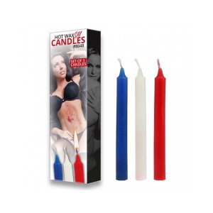 Rimba Bondage Play Hot Wax Sm Candles (3 Pieces) Blue, White & Red
