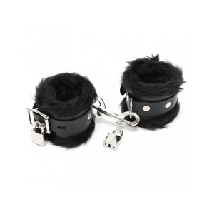 Rimba Padded Foot Cuffs With Padlocks And Fur