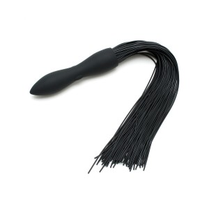 Rimba Latex Play Whip With Vibrating Dildo Black