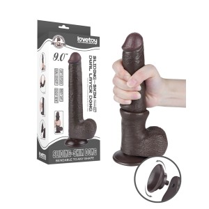 Lovetoy Sliding Skin Dildo 9 / 22.8 Cm Zwart