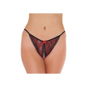 Amorable By Rimba Open Tanga One Size Black / Red